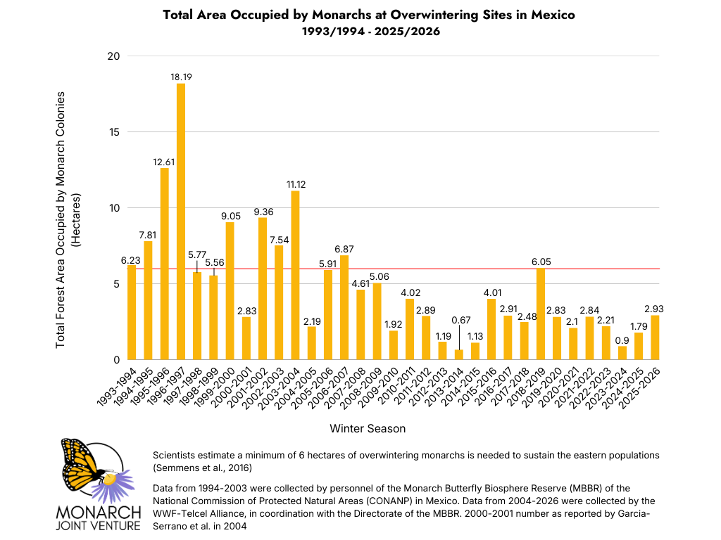 Monarch overwintering graph 2025-26